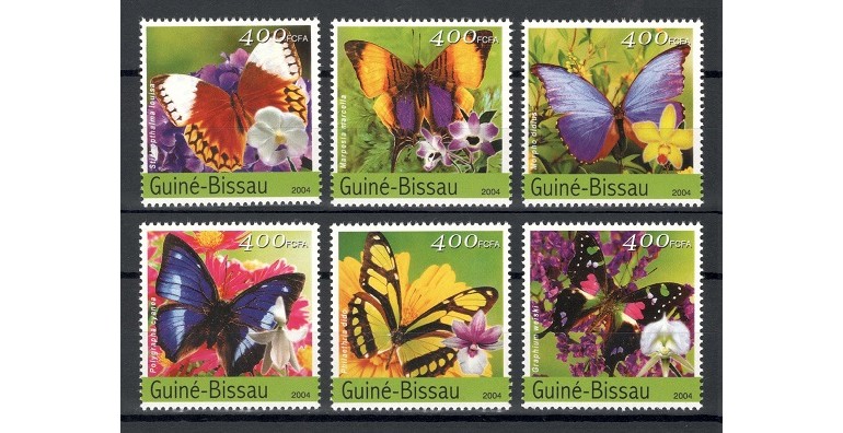 GUINEA BISSAU 2004 - FLUTURI - SERIE DE 6 TIMBRE - NESTAMPILATA - MNH / fluturi312